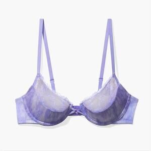 NWT Savage X Fenty Watercolor Half Cup Underwire Bra Purple Tie Dye 32A